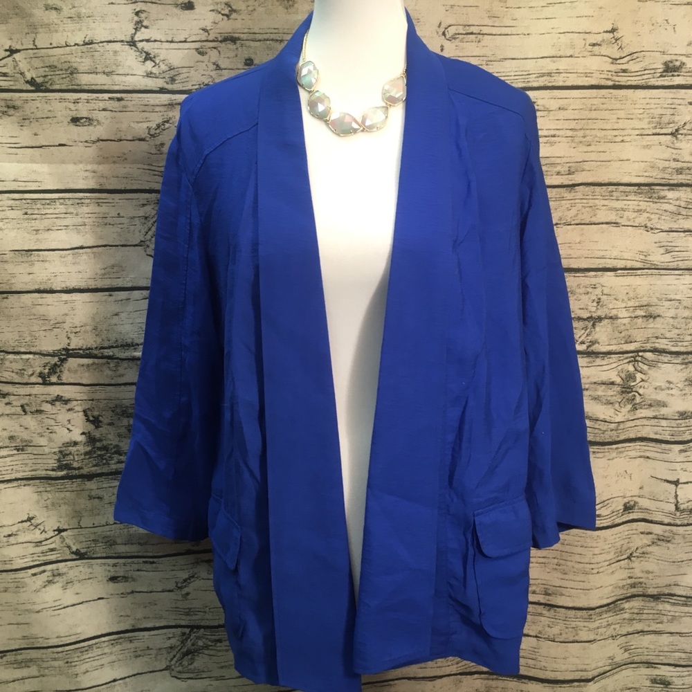 Chico’s Royal Blue Open Light Blazer Sz 2 Large